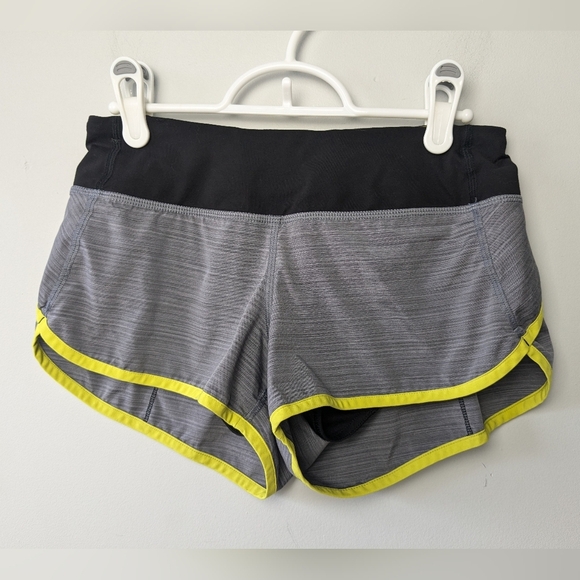 Lululemon Run: Speed Short Size 2 Gray Black And Yellow Color W7278S - Picture 6 of 13